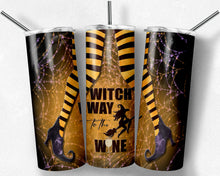 Load image into Gallery viewer, Witch Way to the Wine Halloween Witch Tumbler Design