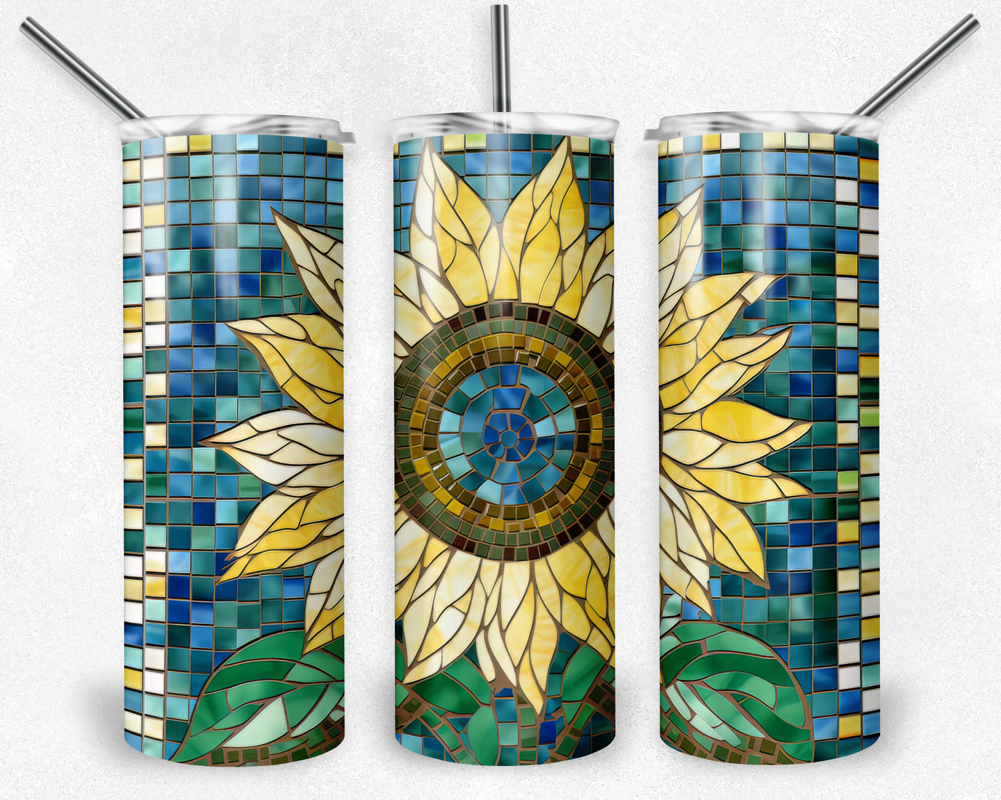 Mosaic Tile Sunflower Design