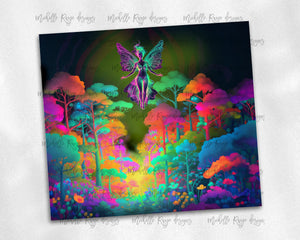 Neon fairy in the forest