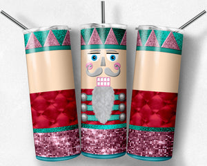 Christmas Nutcracker in Teal, Red, and Pink