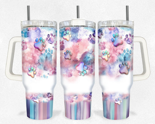 40 Oz Tumbler Brightly Colored Watercolor Flowers 40 Ounce With