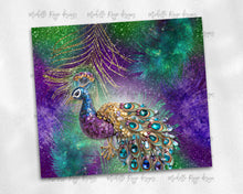 Load image into Gallery viewer, Jeweled Peacock on Purple and Green