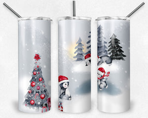 Christmas Penguins in Snow Tumbler Design