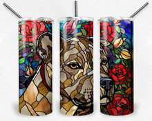 Load image into Gallery viewer, Pitbull and Flowers Stained Glass