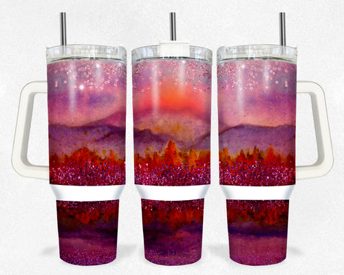Mountain view with Red Glitter Effect 40 Ounce Tumbler Wrap