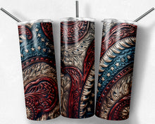 Load image into Gallery viewer, Red White and Blue Tooled Leather