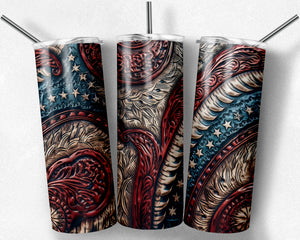 Red White and Blue Tooled Leather