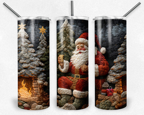 Santa by the Fireplace Embroidered Design