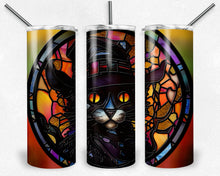 Load image into Gallery viewer, Halloween Black Cat Stained Glass Design