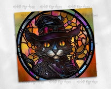 Load image into Gallery viewer, Halloween Black Cat Stained Glass Design