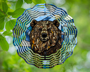 bear stained glass wind spinner design