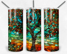 Load image into Gallery viewer, Fall Tree Stained Glass Design