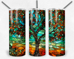 Fall Tree Stained Glass Design