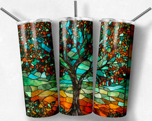 Load image into Gallery viewer, Fall Tree Stained Glass Design