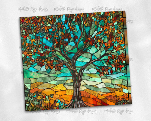 Fall Tree Stained Glass Design
