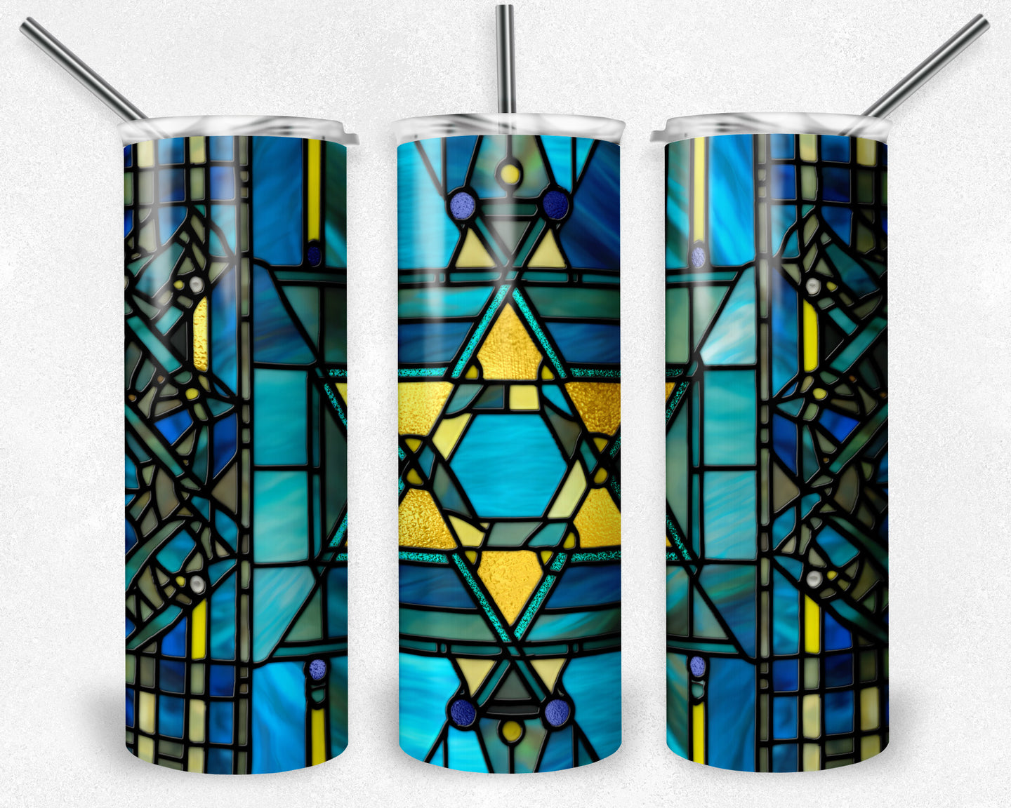 Star of David Hanukkah Stained Glass