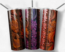 Load image into Gallery viewer, Wood and Flowers Tooled Leather Design
