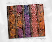 Load image into Gallery viewer, Wood and Flowers Tooled Leather Design