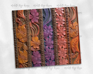 Wood and Flowers Tooled Leather Design