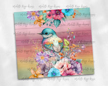 Load image into Gallery viewer, Bird and Flowers on Rainbow Wood