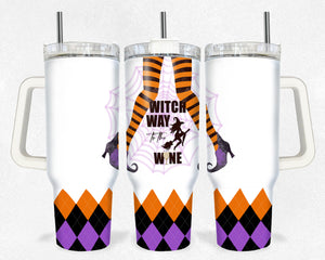 Halloween Witch Way to the Wine  40 Ounce Tumbler Wrap