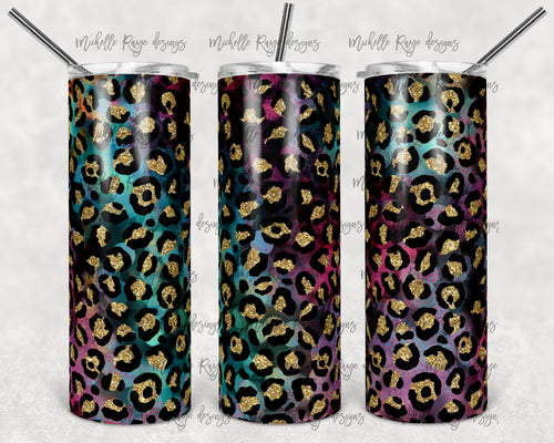 Merlot and Turquoise Glitter Leopard Print