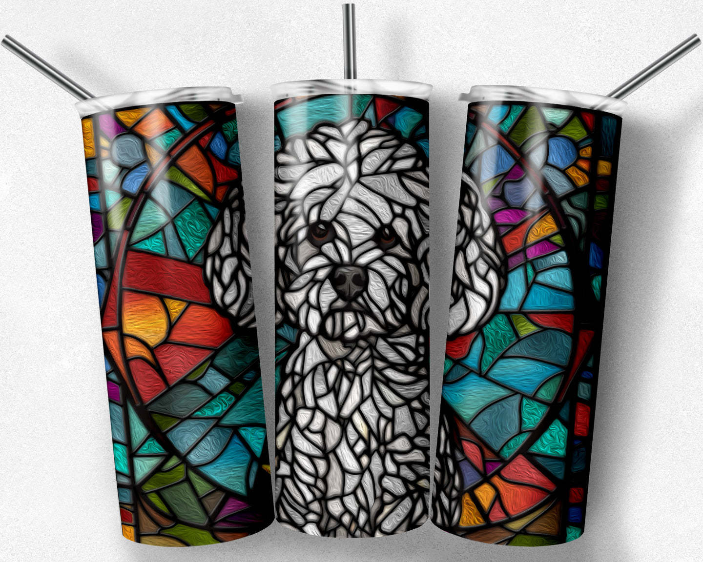 Bichon Frisé stained glass dog