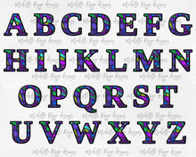 Load image into Gallery viewer, Purple Teal Blue Stained Glass PNG Alphabet