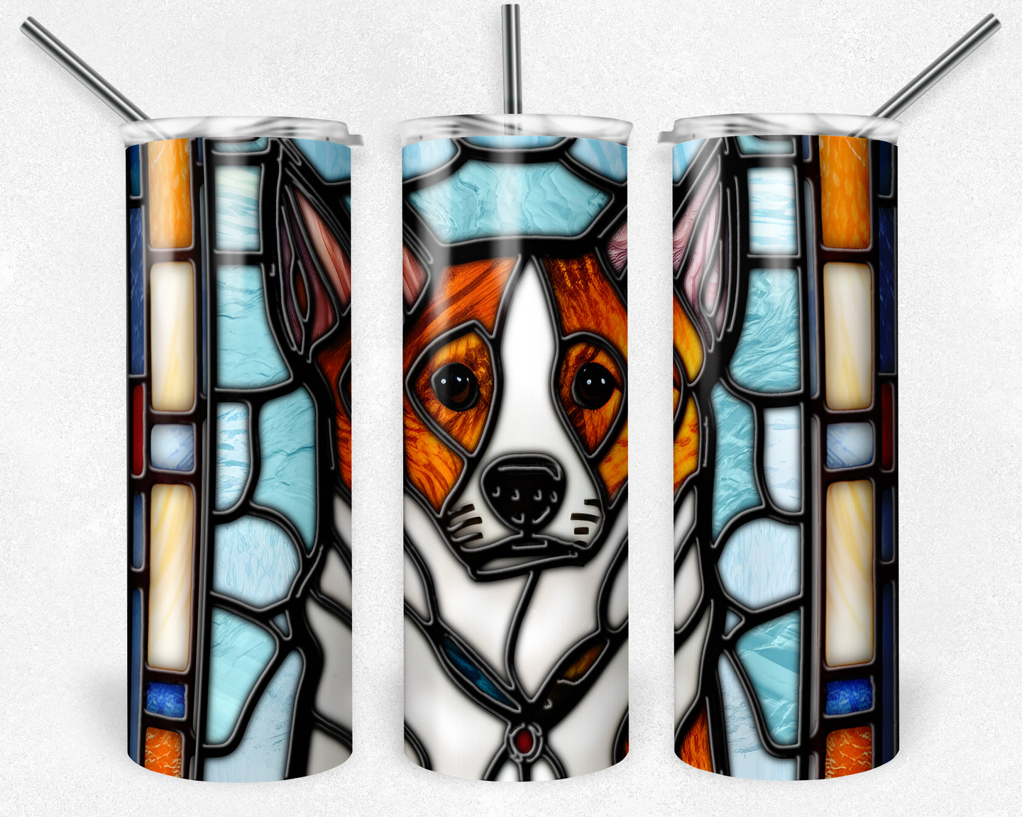 Basenjis Stained Glass