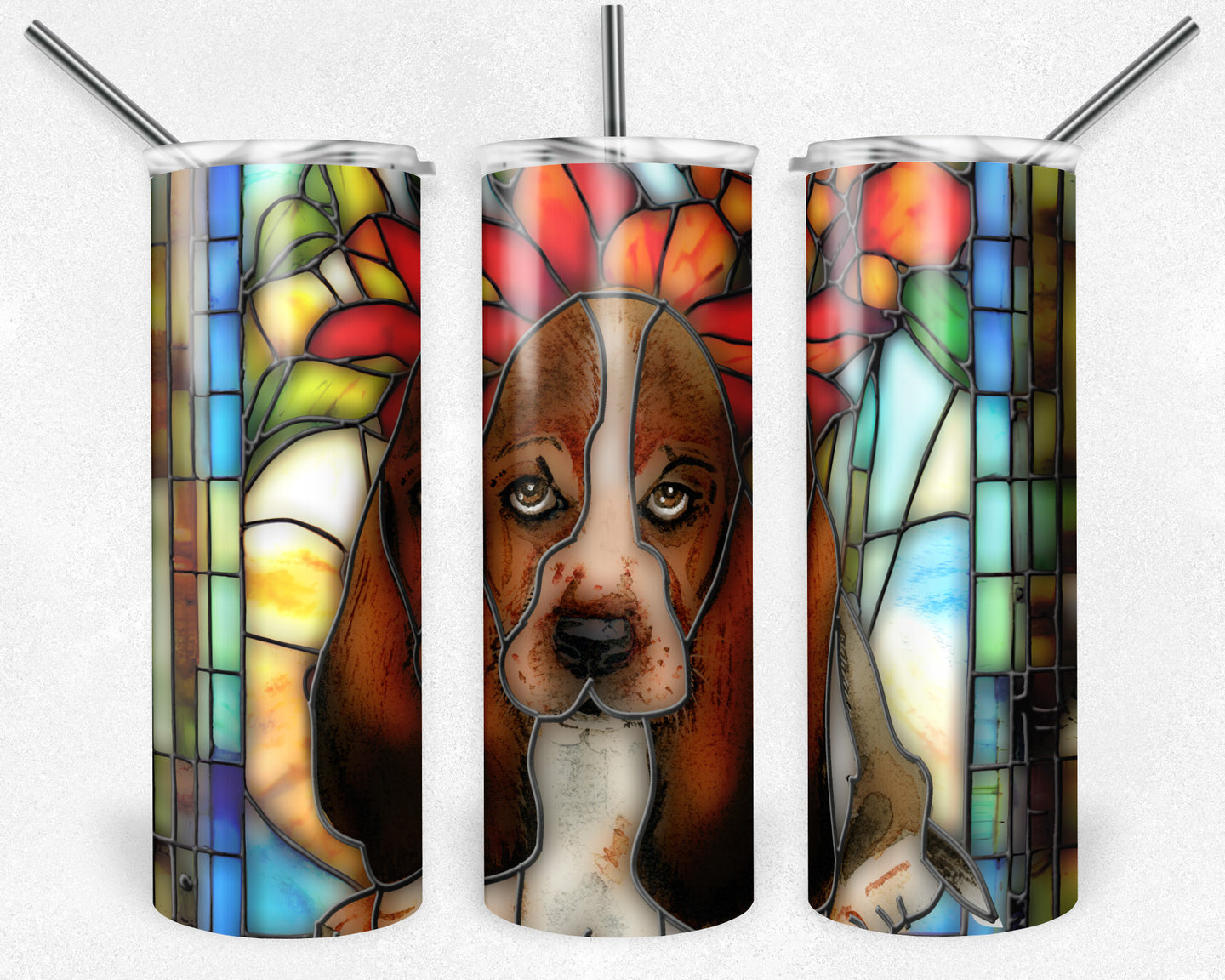 Basset Hound Dog Stained Glass