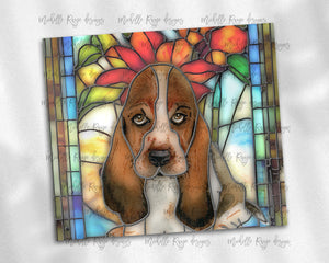 Basset Hound Dog Stained Glass