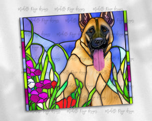 Belgian-Malinois Dog Stained Glass