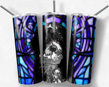 Load image into Gallery viewer, Bernadoodle Black and White Dog Stained Glass