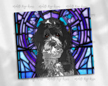 Load image into Gallery viewer, Bernadoodle Black and White Dog Stained Glass