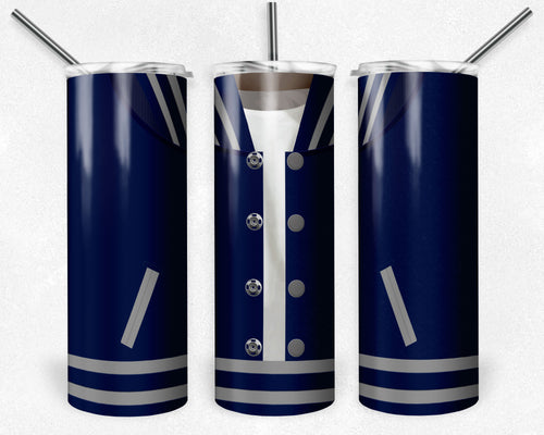 Boys Varsity Jacket Blue and Silver African American