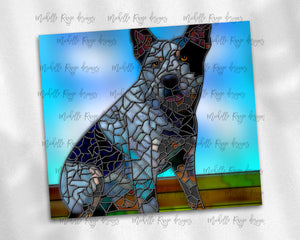 Blue Heeler Pitbull Dog Stained Glass