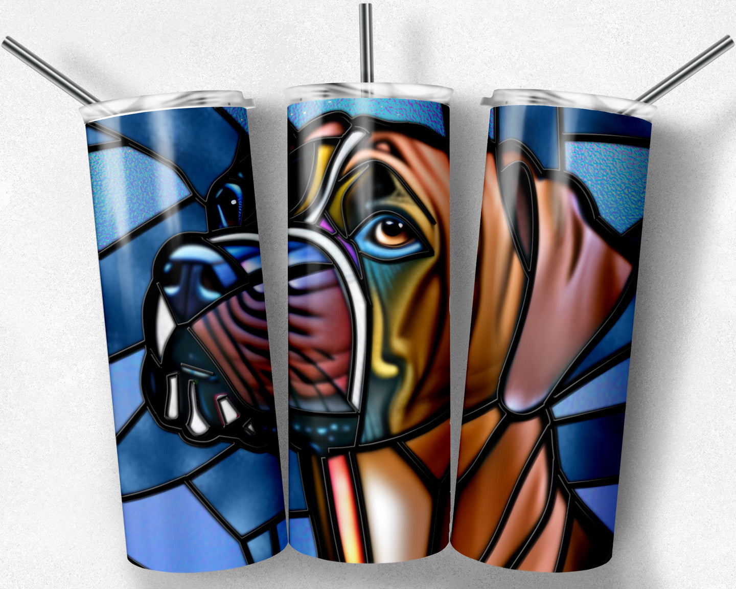 Artistic  Boxer Dog Stained Glass