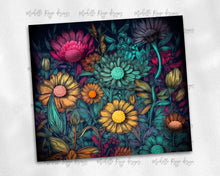 Load image into Gallery viewer, Bright Colored Flower Outlines Design