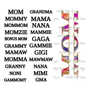 Bright Floral Blank with Split Mom and Grandmom PNG Overlays