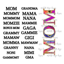 Load image into Gallery viewer, Fall  boho Floral Blank Burgandy  with Mom and Grandma names  PNG Overlays