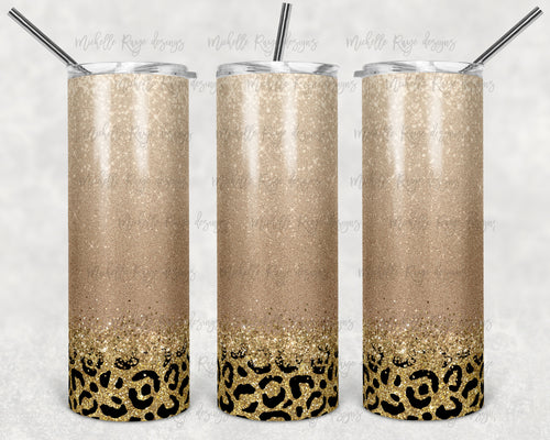 Champagne and Gold Glitter Leopard Print Ombre