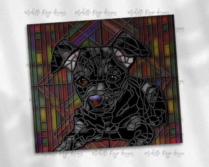 Chiweenie Black Dog Stained Glass