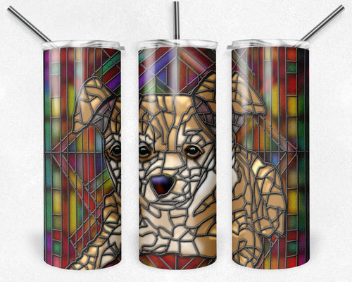 Chiweenie Fawn Dog Stained Glass