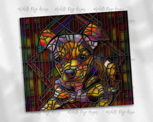 Chiweenie Multicolored Dog Stained Glass