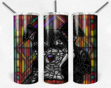 Load image into Gallery viewer, Chiweenie Black and White Dog Stained Glass