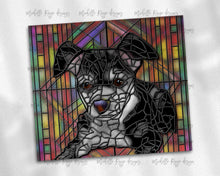 Load image into Gallery viewer, Chiweenie Black and White Dog Stained Glass