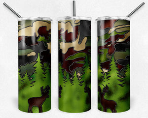 Stained Glass Camo with Deer Scene