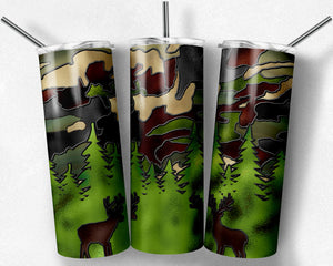 Stained Glass Camo with Deer Scene