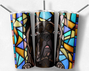 Cane Corso Brindle Dog Stained Glass