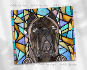 Cane Corso Brindle Dog Stained Glass